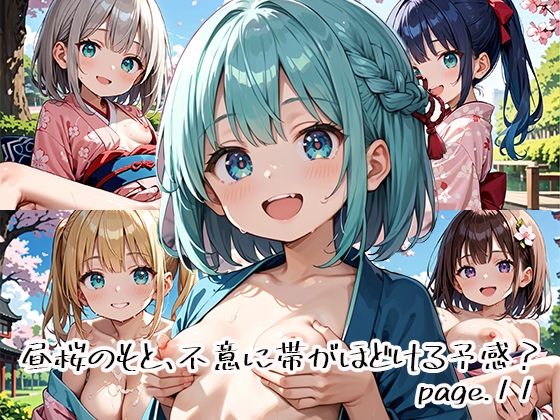 昼桜のもと、不意に帯がほどける予感？page.11